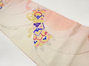 リサイクル 束ね熨斗に華紋・古典柄模様織出し袋帯